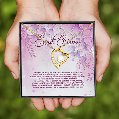 Soul Sister Thank You For Being My Rock My Cheerleader And My Forever Friend Forever Love Pendant Necklace