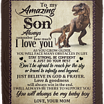 To My Amazing Son Always Remember How Much I Love You Mink Blanket - Blanket From Mom Woven Blanket, White, Cozy Plush Fleece Blanket - 50x60