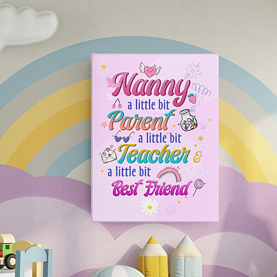 Alternative view of Nanny A Little Bit Parent A Little Bit Teacher Gallery Wrapped Framed Canvas-Poster-Home Decor Wall Art
