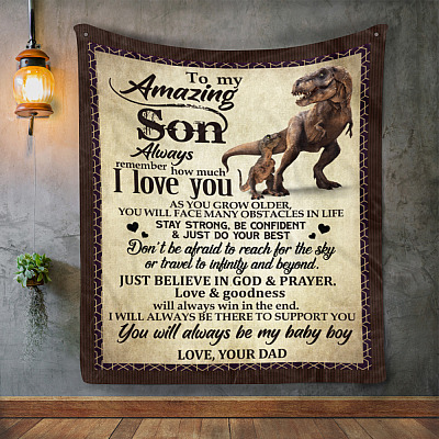 Alternative view of To My Amazing Son Always Remember How Much I Love You Mink Blanket - Blanket From Dad Woven Blanket