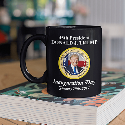 Alternative view of 45th President Donald J. Trump Inauguration Day 2017 Ceramic Coffee Mug - Beer Stein - Water Bottle
