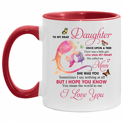 Daughter mug, White/Red, 11 oz. Accent Mug