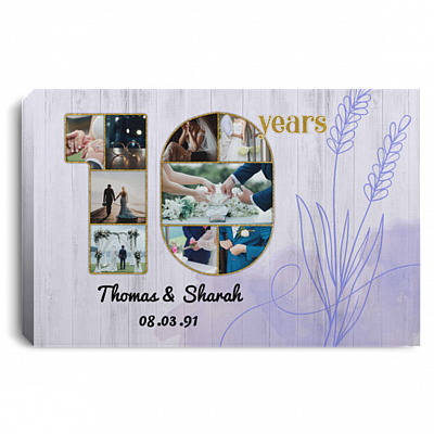 Custom Photo 10 Years Anniversary Framed Canvas Prints - Unframed Poster - Personalized Anniversary Gift, White, 0.75'' Framed Canvas