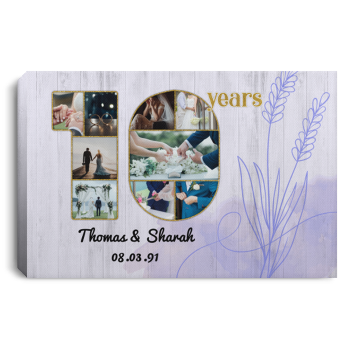 Custom Photo 10 Years Anniversary Framed Canvas Prints - Unframed Poster - Personalized Anniversary Gift, White, 0.75'' Framed Canvas