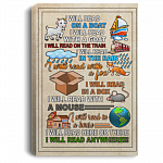 I Will Read On A Boat With A Goat At Here There Anywhere Canvas Poster - Fun Reading Bookworm Meme Wall Art, White, 0.75'' Framed Canvas