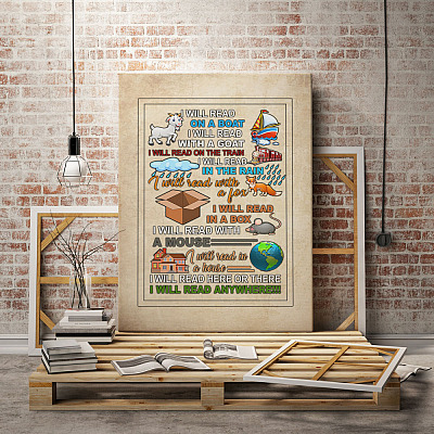 Alternative view of I Will Read On A Boat With A Goat At Here There Anywhere Canvas Poster - Fun Reading Bookworm Meme Wall Art