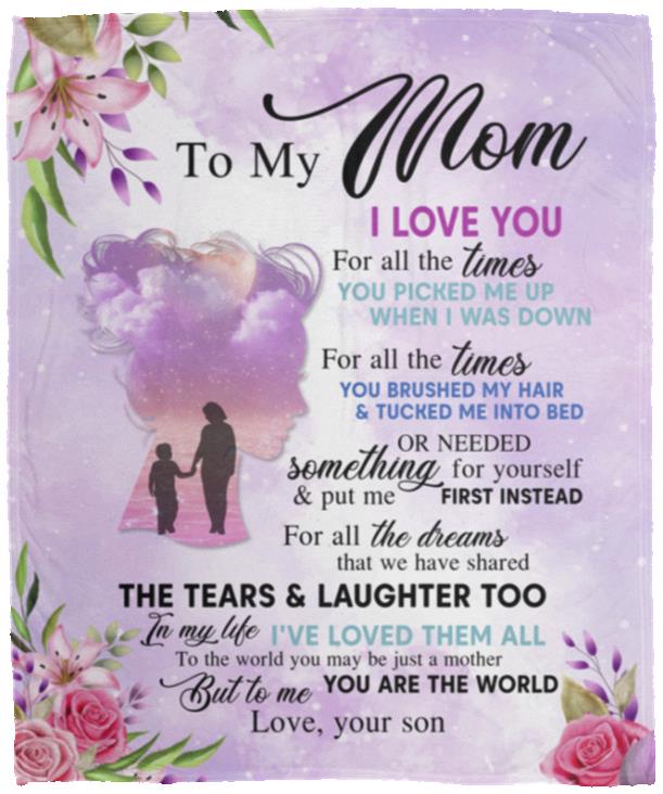 To My Mom From Son, White, Cozy Plush Fleece Blanket - 50x60 To My Mom From Son, White, Cozy Plush Fleece Blanket - 50x60