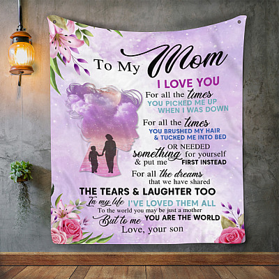 Alternative view of To My Mom Mink Blanket From Son- I Love You For All The Times You Picked Me Up Woven Blanket