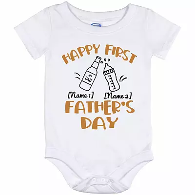 Personalized Happy Onesie, White, Baby Onesie - 12 Month