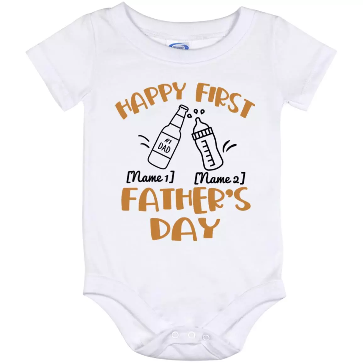 Personalized Happy Onesie, White, Baby Onesie - 12 Month