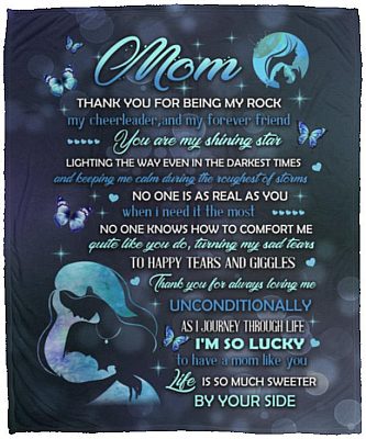 Mom Thank You Blanket, White, Cozy Plush Fleece Blanket - 50x60