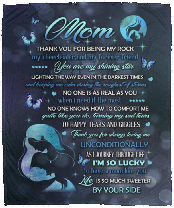 Mom Thank You Blanket, White, Cozy Plush Fleece Blanket - 50x60