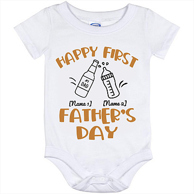 Alternative view of Personalized Happy First Father's Day Beer And Milk Bottle Baby Onesie - Baby Infant Bodysuit