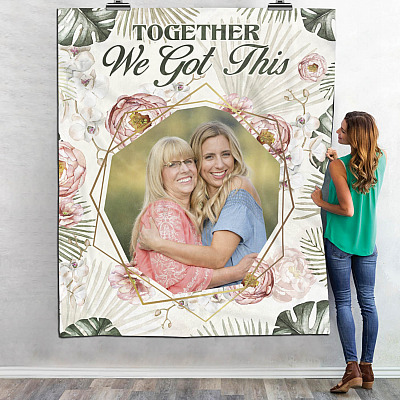 Alternative view of Personalized Photo Together We Got This Tropical Floral Fleece Blanket - Mink Sherpa Blanket - Woven Blanket
