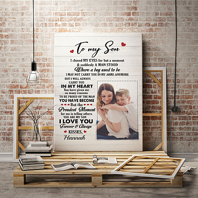Alternative view of Personalized Photo To My Son I Closed My Eyes For But A Moment And Suddenly Framed Canvas - Unframed Poster