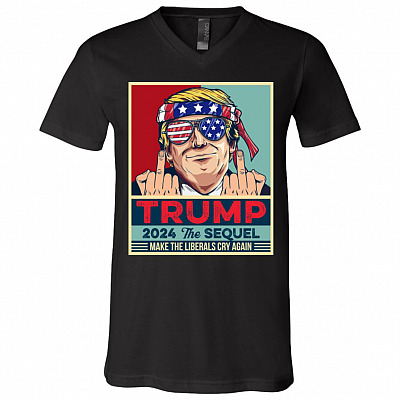 trump sequel tee, Black, V-Neck T-Shirt