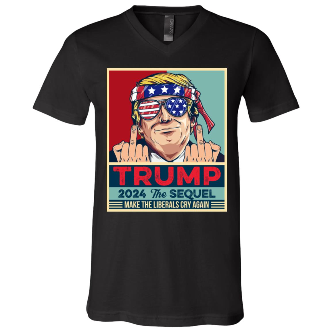 trump sequel tee, Black, V-Neck T-Shirt
