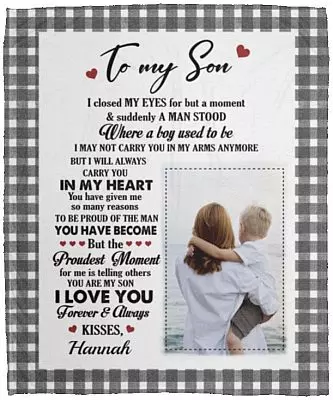 Personalized Photo Blanket, White, Cozy Plush Fleece Blanket - 50x60