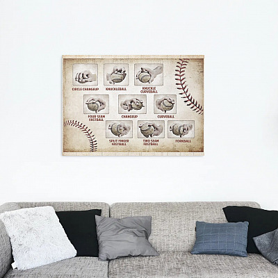 Alternative view of Baseball Pitching Grips Gallery Wrapped Framed Canvas Prints - Unframed Poster - Home Decor Wall Art