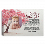 Personalized Photo Daddy's Little Girl Gallery Wrapped Framed Canvas Prints-Poster-Home Decor Wall Art, White, 0.75'' Framed Canvas
