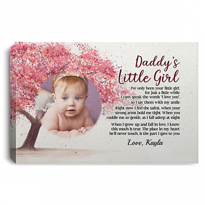 Personalized Photo Daddy's Little Girl Gallery Wrapped Framed Canvas Prints-Poster-Home Decor Wall Art, White, 0.75'' Framed Canvas