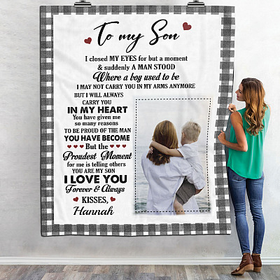 Alternative view of Personalized Photo To My Son I Closed My Eyes For But A Moment And Suddenly Fleece Blanket - Mink Blanket