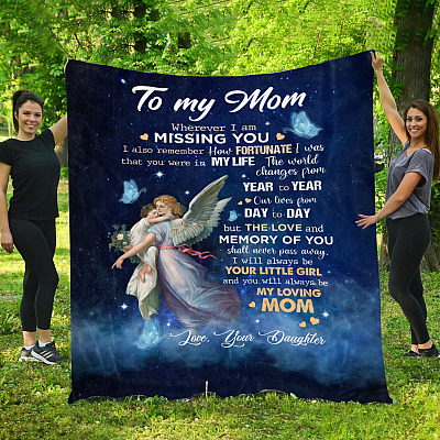 Alternative view of To My Mom Whenever I Am Missing You In Heaven Fleece Blanket - Premium Sherpa Blanket - Missing Mom In Heaven