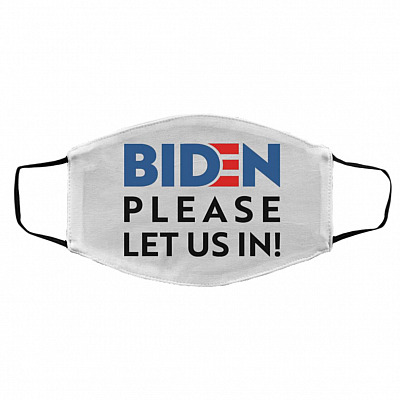 Biden Mask, White, Cloth Face Cover – Medium/Large