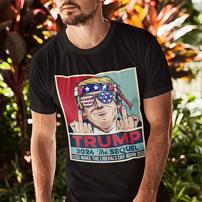 Alternative view of Trump 2024 The Sequel Make The Liberals Cry Again T-shirt - V-neck - Say No To Sleepy Joe Shirt