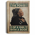 Toni Morris Never Underestimate the Power of A Girl with A Book Framed Canvas - Unframed Poster, White, 0.75'' Framed Canvas
