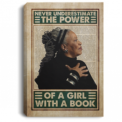 Toni Morris Never Underestimate the Power of A Girl with A Book Framed Canvas - Unframed Poster, White, 0.75'' Framed Canvas