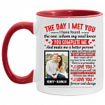 Personalized Photo The Day I Met You, White/Red, 11 oz. Accent Mug