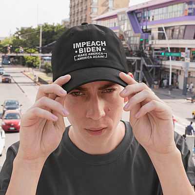 Alternative view of Impeach Biden Make America America Again Twill Cap - Anti Biden Hat - Joe Biden Not My President Snapback Hat