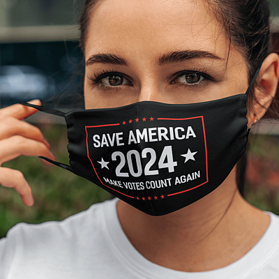 Alternative view of Save America 2024 Make Votes Count Again Washable Reusable Custom Printed Cloth Face Mask Cover