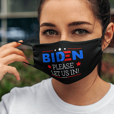 Alternative view of Biden Please Let Us in Washable Reusable Custom Printed Cloth Face Mask Cover