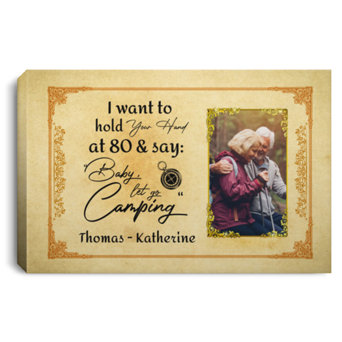 Personalized Custom Photo I Want To Hold Your Hand At 80 Let's Go Camping Framed Canvas - Unframed Poster, White, 0.75'' Framed Canvas Personalized Custom Photo I Want To Hold Your Hand At 80 Let's Go Camping Framed Canvas - Unframed Poster, White, 0.75'' Framed Canvas