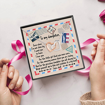 Alternative view of Dad to My Daughter Even when I'm Not Close by I Want You to Know I Love U Interlocking Hearts Pendant Necklace