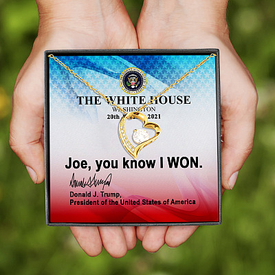 Alternative view of Joe You Know I Won Trump Is My President Inauguration 20th January 2021 Forever Love Heart Pendant Necklace