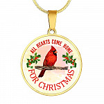 Red Bird All Hearts Come Home for Christmas Circle Pendant Necklace - Circle Luxury Necklace (Gold Plated) Red Bird All Hearts Come Home for Christmas Circle Pendant Necklace - Circle Luxury Necklace (Gold Plated)