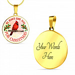 Red Bird All Hearts Come Home for Christmas Circle Pendant Necklace - Circle Luxury Necklace (Gold Plated) Red Bird All Hearts Come Home for Christmas Circle Pendant Necklace - Circle Luxury Necklace (Gold Plated)