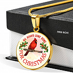Red Bird All Hearts Come Home for Christmas Circle Pendant Necklace - Circle Luxury Necklace (Gold Plated) Red Bird All Hearts Come Home for Christmas Circle Pendant Necklace - Circle Luxury Necklace (Gold Plated)