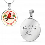 Red Bird All Hearts Come Home for Christmas Circle Pendant Necklace - Circle Luxury Necklace (Silver) Red Bird All Hearts Come Home for Christmas Circle Pendant Necklace - Circle Luxury Necklace (Silver)