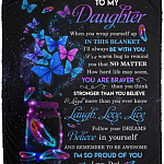 Feather Love Dad, White, Cozy Plush Fleece Blanket - 50x60