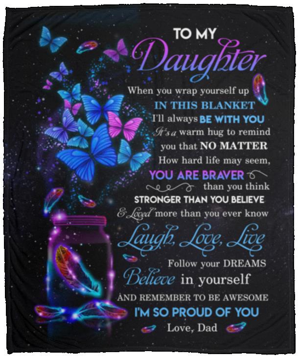 Feather Love Dad, White, Cozy Plush Fleece Blanket - 50x60