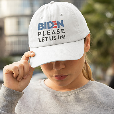 Alternative view of Biden Please Let Us In Twill Cap - High-Profile Snapback Hat - Trucker Hat