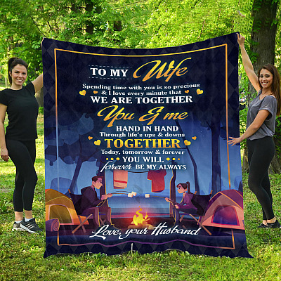Alternative view of To My Wife Spending Time With You Is So Precious Fleece Blanket - Premium Sherpa Blanket - Camping Couple Blanket