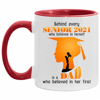 dad daughter, White/Red, 11 oz. Accent Mug