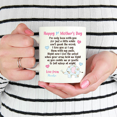 Alternative view of Personalized Happy 1st Mother's Day I've Only Been With You Elephant Coffee Mug - Beer Stein - Water Bottle