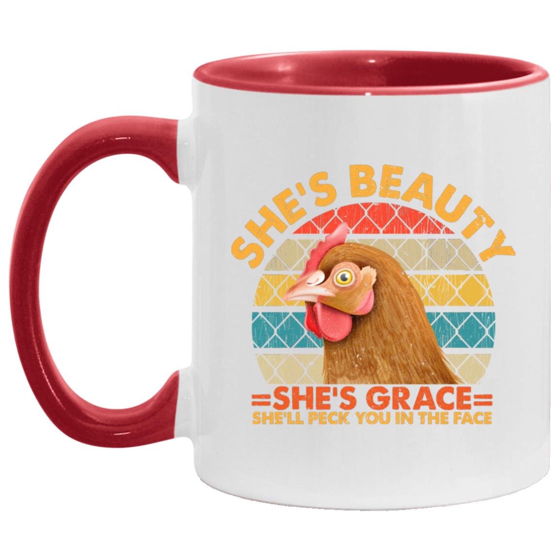 She's Beauty, White/Red, 11 oz. Accent Mug