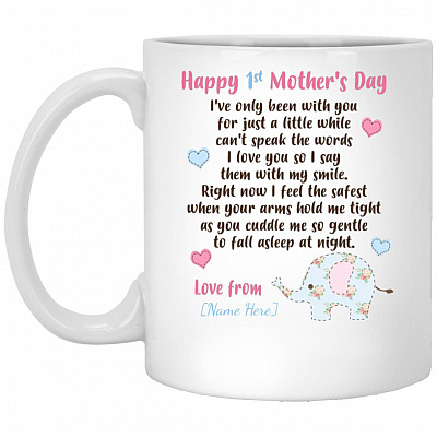Personalized Happy, White, 11 oz. White Mug